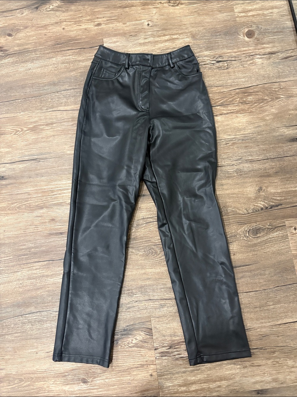 RD Style Black High-Rise Faux Leather Jeans